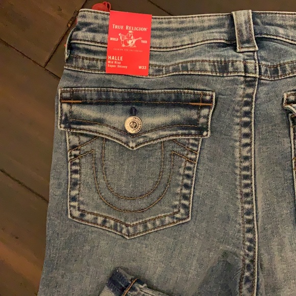 NWT True Religion Halle w/ Flap Destroy Size 33 - Picture 6 of 7